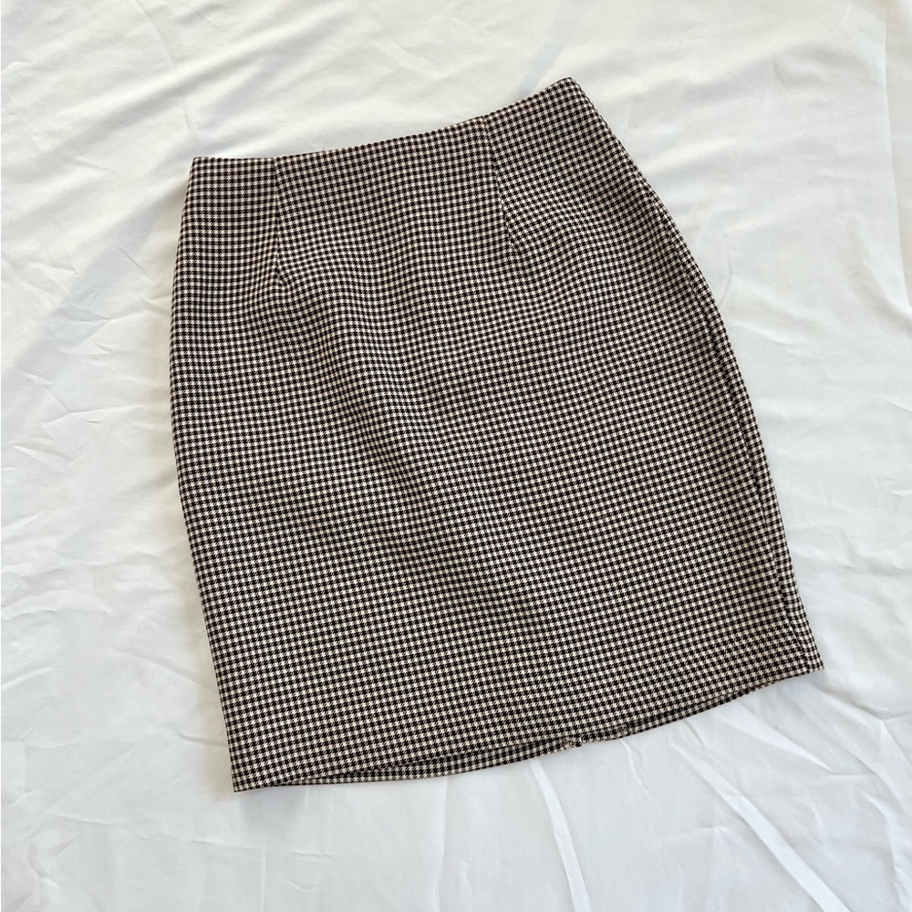90s Y2K Preppy Houndstooth Print Mini Skirt, Extra Small, 23-24” Waist